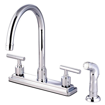 Kingston Brass Chrome Manhattan 8" kitchen faucet with plastic sprayer KS8791CML