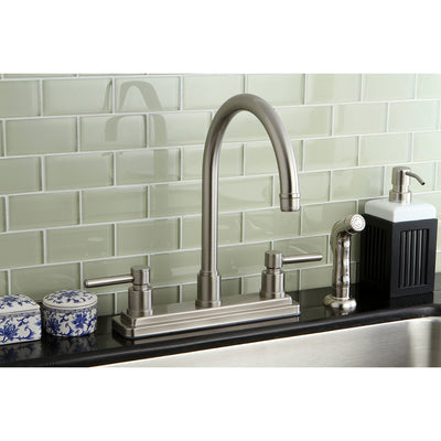 Kingston Brass Concord Satin Nickel 2 Handle Kitchen Faucet w/ Sprayer KS8798DL