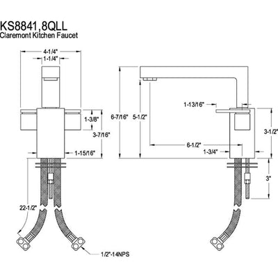 Kingston Brass Chrome Double Handle Kitchen Faucet KS8841QLL