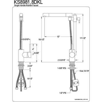 Kingston Brass Concord Satin Nickel Single Handle Kitchen Faucet KS8988DKL