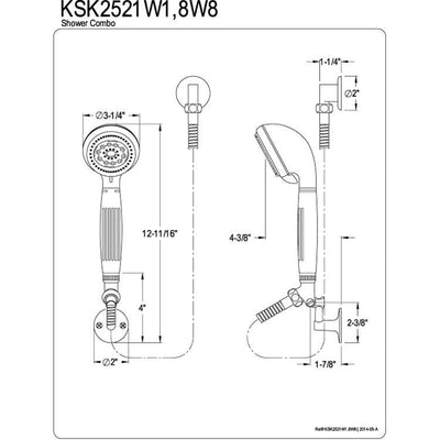 Kingston Satin Nickel 5 Setting Personal Hand Shower Head with Hose KSK2528W8