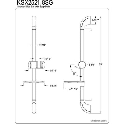 Kingston Brass Chrome 25" Shower Slide Bar with Soap Dish KSX2521SG