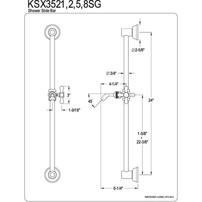 Kingston Brass Chrome 24" Shower Slide Bar with Adjustable Bracket KSX3521SG