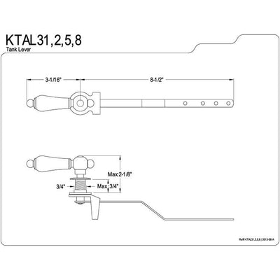 Kingston Brass Satin Nickel Restoration Toilet Tank Flush Handle Lever KTAL38