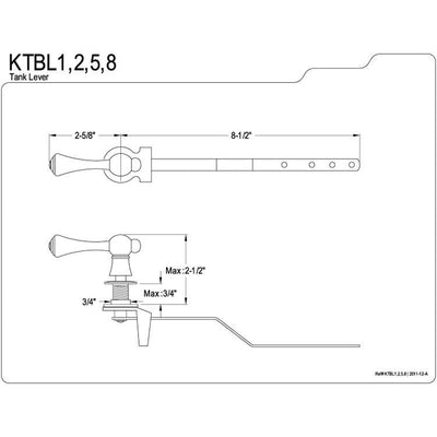 Kingston Brass Polished Brass Buckingham Toilet Tank Flush Handle Lever KTBL2