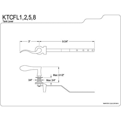 Kingston Brass Century Satin Nickel Toilet Tank Flush Lever KTCFL8