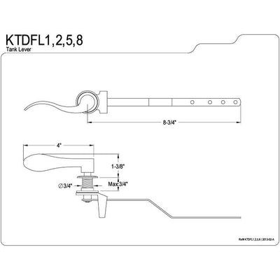 Kingston Brass Polish Brass NuWave Toilet Tank Flush Handle Lever KTDFL2