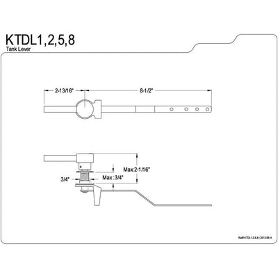 Kingston Brass Polished Brass Concord Toilet Tank Flush Handle Lever KTDL2