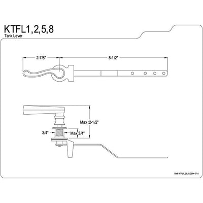 Kingston Brass Chrome French Toilet Tank Flush Handle Lever KTFL1