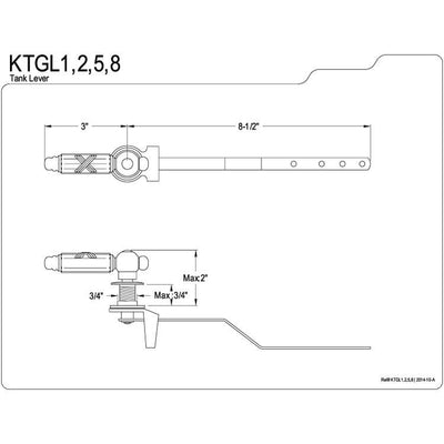 Kingston Brass Satin Nickel Georgian toilet tank flush handle lever KTGL8