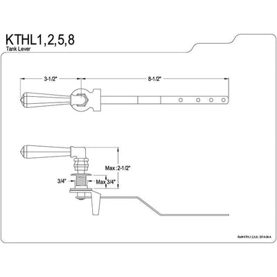 Kingston Brass Polished Brass Metropolitan Toilet Tank Flush Handle Lever KTHL2