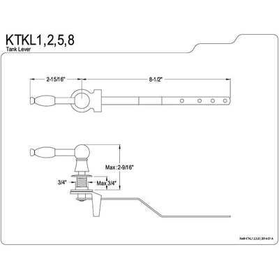 Kingston Brass Polished Brass Knight Toilet Tank Flush Handle Lever KTKL2