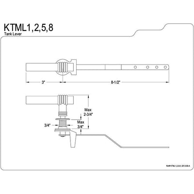 Kingston Brass Satin Nickel Milano Toilet Tank Flush Handle Lever KTML8