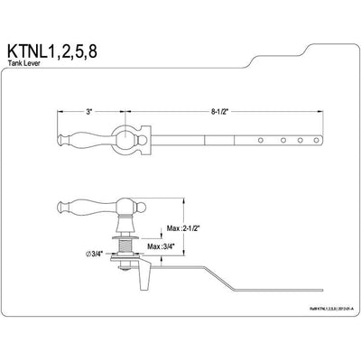 Kingston Brass Polished Brass Naples Toilet Tank Flush Handle Lever KTNL2