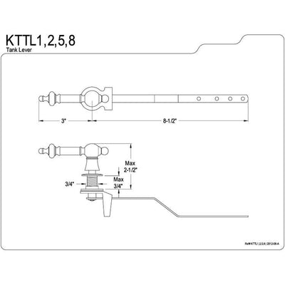 Kingston Brass Satin Nickel Templeton Toilet Tank Flush Handle Lever KTTL8