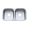 Brushed Nickel Gourmetier Double Bowl Undermount Kitchen Sink KU32188DBN