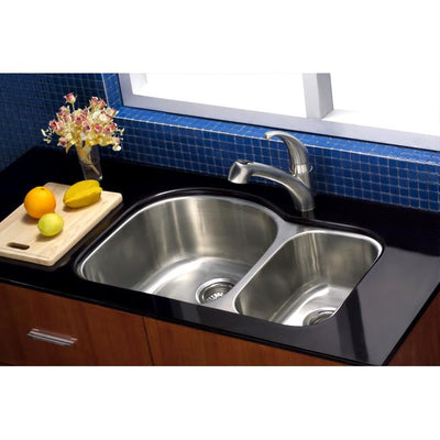 Brushed Nickel Centurion Double Bowl Undermount Kitchen Sink KU322097DBN