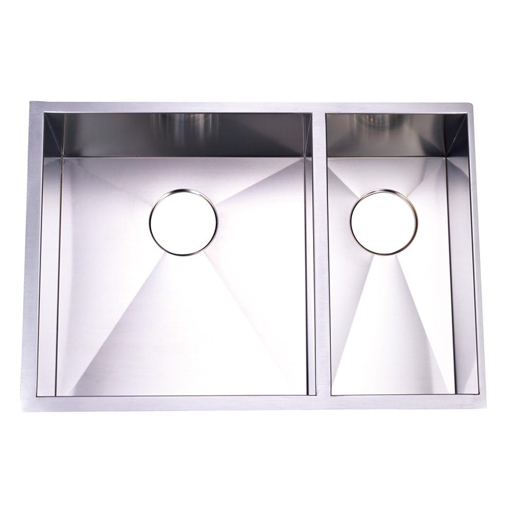 Brushed Nickel Gourmetier Double Bowl Undermount Kitchen Sink KUS292010DBNL