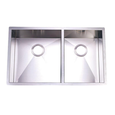 Brushed Nickel Gourmetier Double Bowl Undermount Kitchen Sink KUS332010DBNL