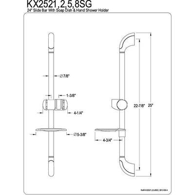 Kingston Brass Chrome 24" Shower Slide Bar with Soap Dish KX2521SG