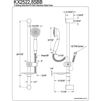 Kingston Chrome Shower Combo w Sliding Bar & Hand Shower Head Faucet KX2522SBB