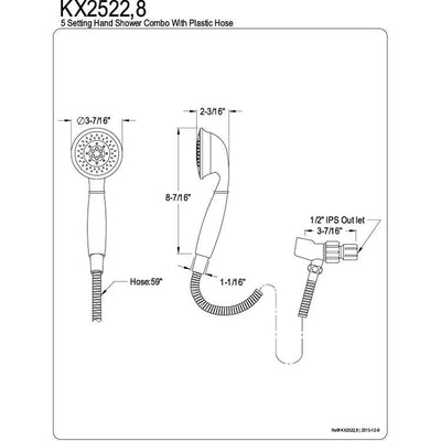 Kingston Brass Chrome 5 Function Handheld Shower Head Faucet with Hose KX2522