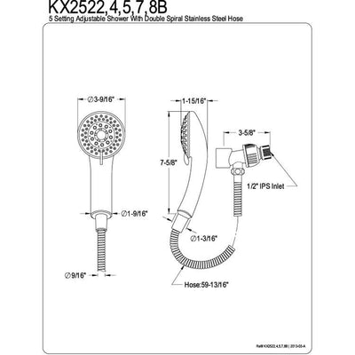 Chrome / Polished Brass Trim 5 Setting Handheld Shower KX2524B