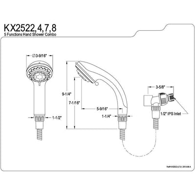 Kingston Brass Chrome / Polished Brass Adjustable Personal Shower Spray KX2524