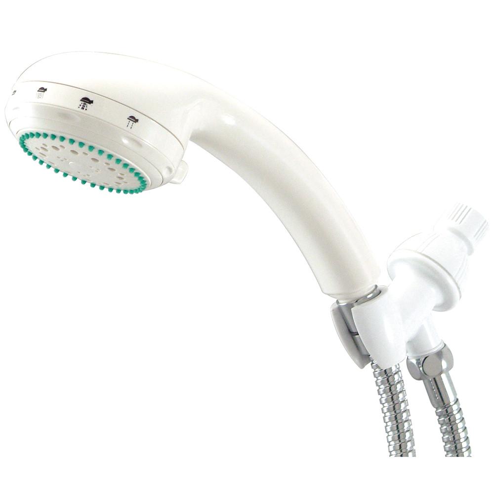 Kingston Brass White 6 Function Handheld Shower w Stainless Steel Hose KX2651B