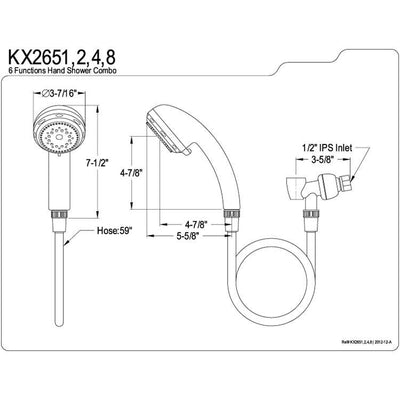 Kingston Brass Chrome 6 Setting Hand Shower Head Faucet with Plastic Hose KX2652