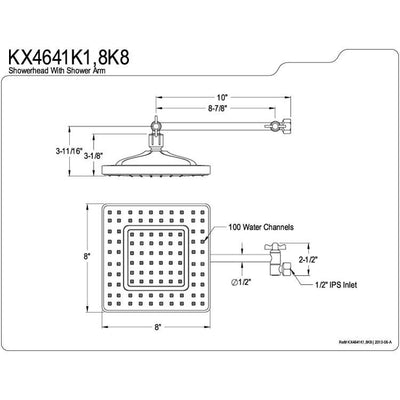 Claremont Satin Nickel Square Rain Shower & 10" Adjustable Shower Arm KX4648K8