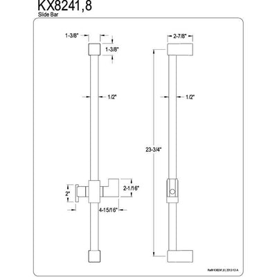 Kingston Brass Chrome 23.6" Square Shower Slide Bar KX8241