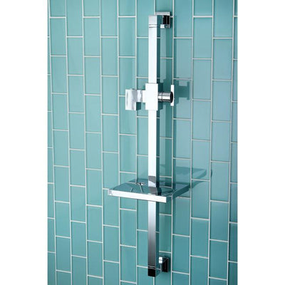 Kingston Brass Chrome 23.6" Square Shower Slide Bar with Soap Dish KX8261