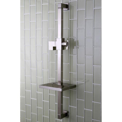 Kingston Brass Satin Nickel 23.6" Square Shower Slide Bar with Soap Dish KX8268