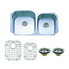 Stainless Steel Undermount Double Bowl Kitchen Sink Combo with Strainer & Grid