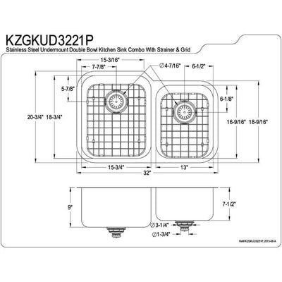 Stainless Steel Undermount Double Bowl Kitchen Sink Combo with Strainer & Grid