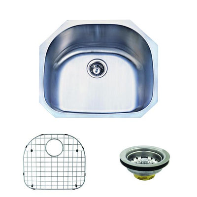 Undermount Stainless Steel Single Bowl Kitchen Sink Combo with Strainer & Grid