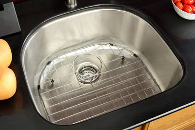 Undermount Stainless Steel Single Bowl Kitchen Sink Combo with Strainer & Grid