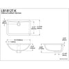 Kingston Courtyard White China Undermount Bathroom Sink & Overflow Hole LB18127