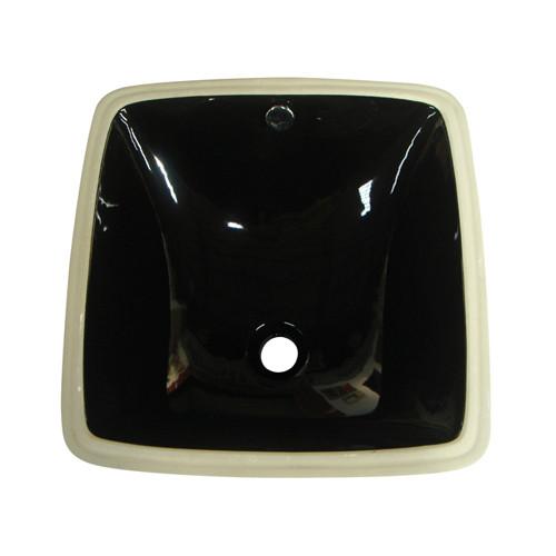 Kingston Vista Black China Undermount Bathroom Sink with Overflow Hole LB18188K