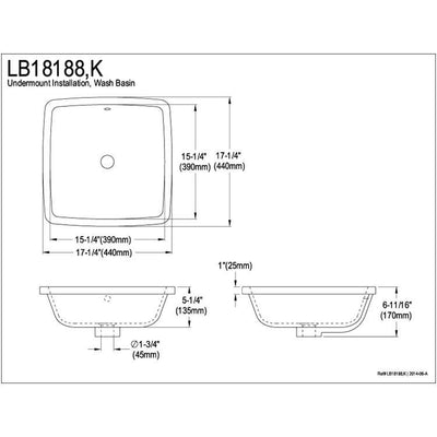 Kingston Vista White China Undermount Bathroom Sink with Overflow Hole LB18188