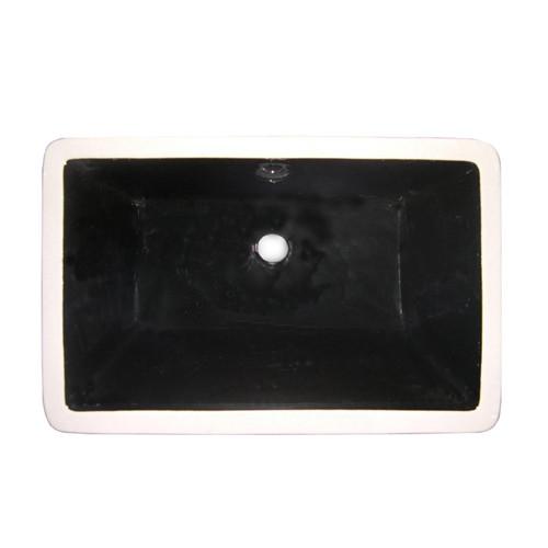 Castillo Black China Undermount Bathroom Sink with Overflow Hole LB21137K