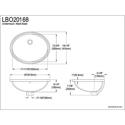 Kingston Marina White China Undermount Bathroom Sink with Overflow Hole LBO20168