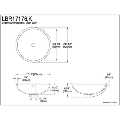 Courtyard White China Undermount Bathroom Sink with Overflow Hole LBR17176