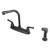 Kingston Water Onyx Black Nickel finish Centerset Kitchen Faucet w Spray NB750SP