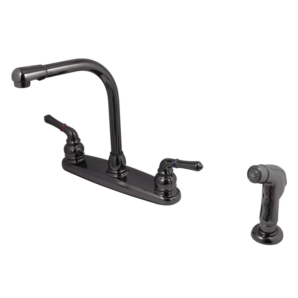 Kingston Water Onyx Black Nickel finish Centerset Kitchen Faucet w Spray NB750SP