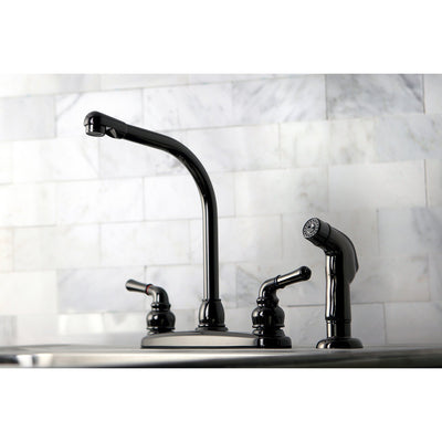 Kingston Water Onyx Black Nickel finish Centerset Kitchen Faucet w Spray NB750SP