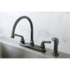 Kingston Water Onyx Black Nickel finish Centerset Kitchen Faucet w Spray NB790SP