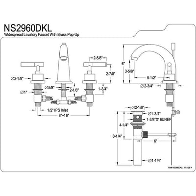 Kingston Water Onyx Black Nickel finish Widespread Bathroom Faucet NS2960DKL