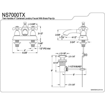 Kingston Water Onyx Black Nickel finish Centerset Bathroom Sink Faucet NS7000TX